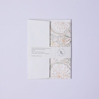 Handblock gedruckte Grußkarte - GC Mughal Garden Smoky Quartz