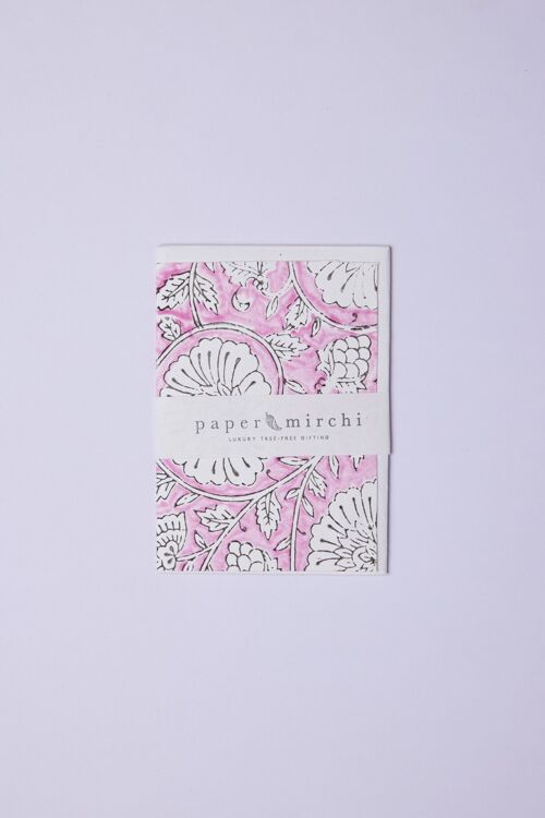 Hand Block Printed Greeting Card - GC Mughal Garden Soft Rose