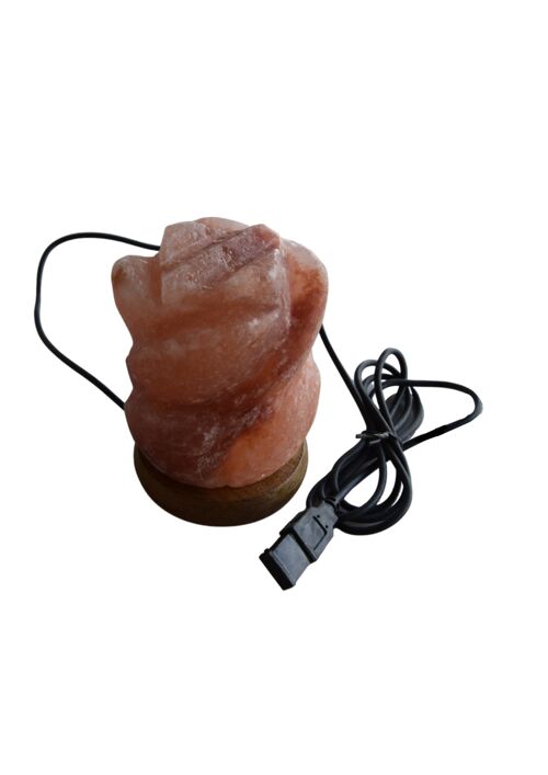 Lampada USB di sale himalayano a fiore