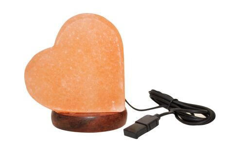 Lampada USB di sale himalayano a cuore
