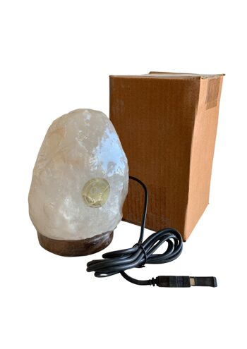 Lampe USB au sel blanc brut de l'Himalaya 2