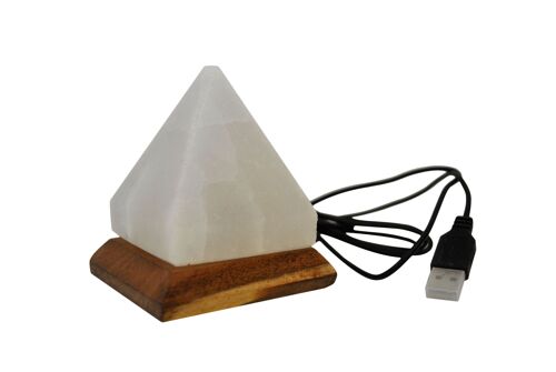 Lampada USB di sale himalayano a piramide bianca
