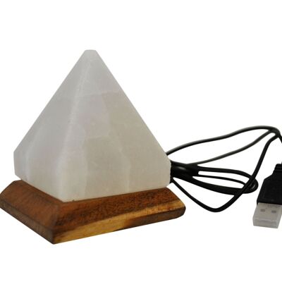 Lampe USB Pyramide Blanche au Sel de l'Himalaya