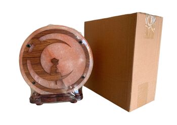 Lampe à sel ronde de l'Himalaya avec fond de lune 2