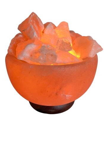 Lampe brasero de sel de l'Himalaya avec pépites 1