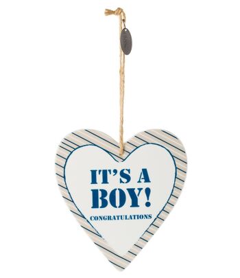 Cintres en céramique bleu Riverdale 'It's a boy' en forme de coeur 1