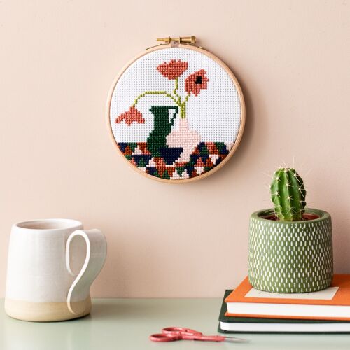 Geometric Poppies Cross Stitch Kit