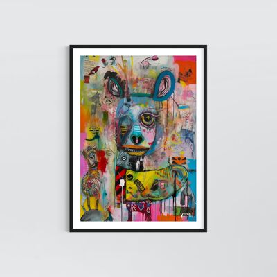 Poster multicolore A3, affiche colorée - "La Souris"