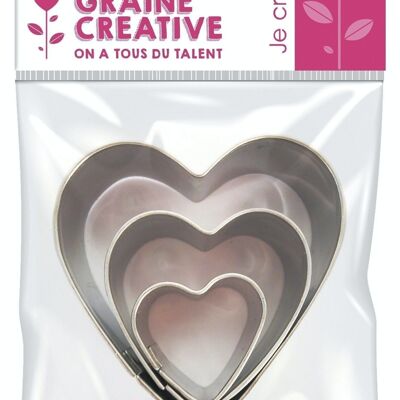 3 STAINLESS STEEL COOKIE CUTTERS HEARTS