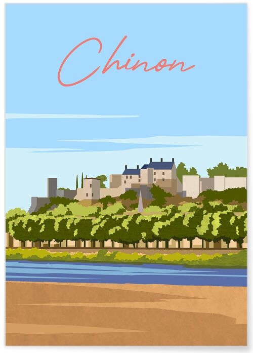 Affiche illustration de la ville de Chinon