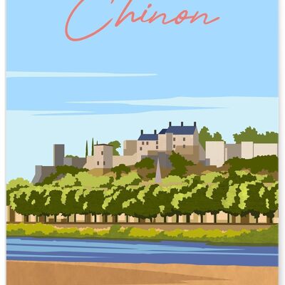 Affiche illustration de la ville de Chinon