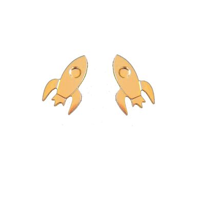 Bijoux Boucles d'oreilles puces dorées ou argentées Méliès - fusée lune