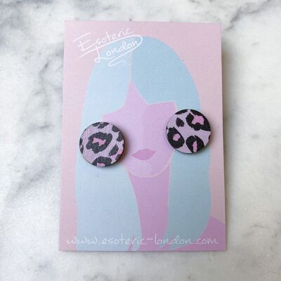 Wild Lilac Cheetah Print Stud Earrings