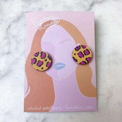 Wild Orange Leopard Print Stud Earrings