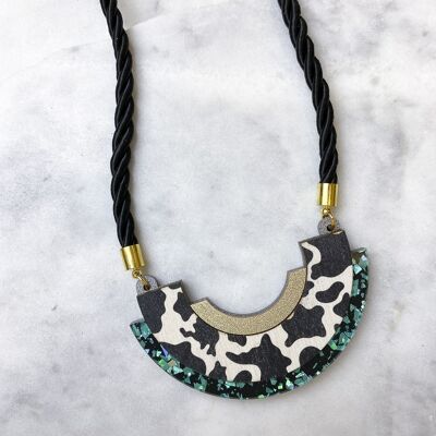 Collana con stampa Wild Black & Teal Cow