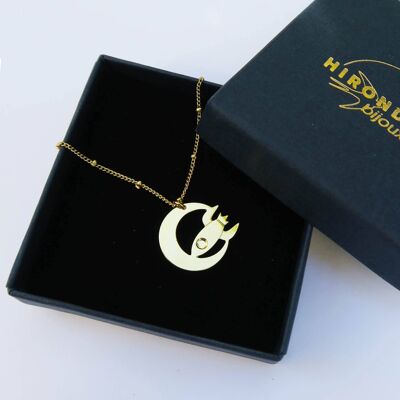 Jewelry Golden or silver necklace Méliés moon rocket