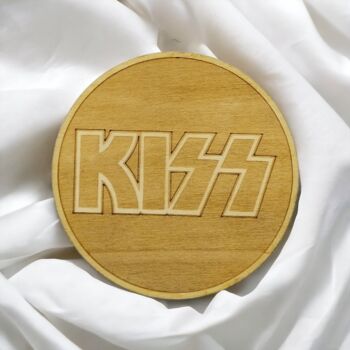 Ensemble de 6 sous-verres en bois Kiss - cadeau de pendaison de crémaillère - groupes de rock 5