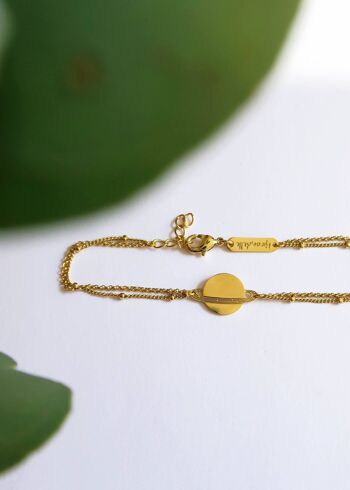 Bracelet doré ou argenté Saturne planète 4