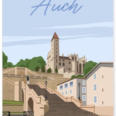 Affiche illustration de la ville de Auch