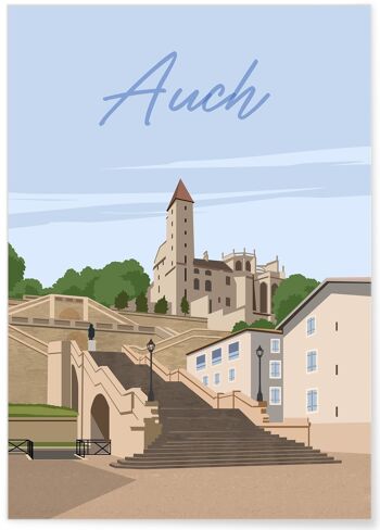 Affiche illustration de la ville de Auch 1