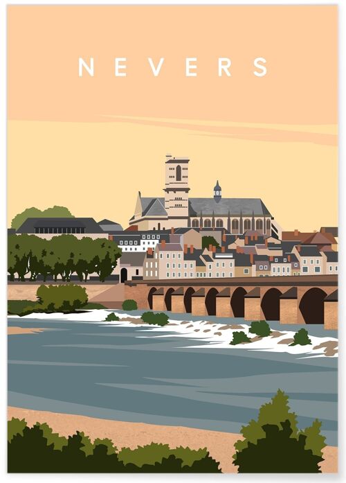 Affiche illustration de la ville de Nevers