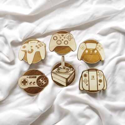 Ensemble de 6 sous-verres en bois de la collection Gamer - cadeau de pendaison de crémaillère