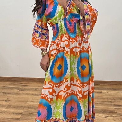 Orangefarbenes Kleid mit Print