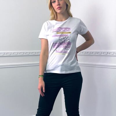 Lilac leaf pattern t-shirt