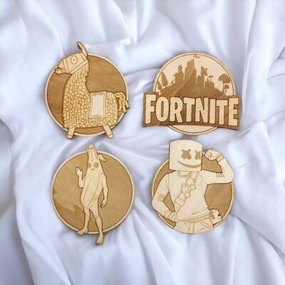 Set di 4 sottobicchieri in legno Fortnite - Regalo di inaugurazione della casa