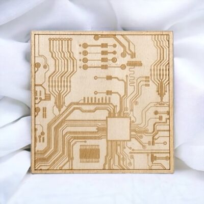 Sottobicchiere in legno per circuiti stampati