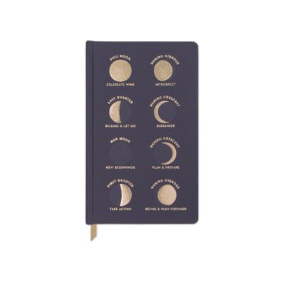 Carnet cartonné à couverture rigide - Marine - Phases de lune