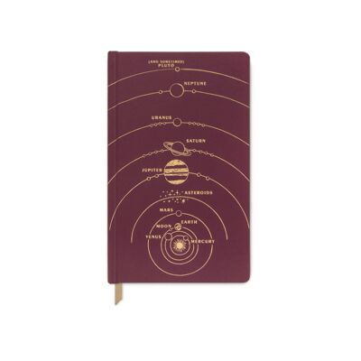 Bookcloth Hardcover Notizbuch - Burgund - Sonnensystem