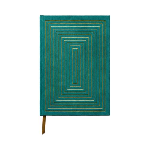 Suedette Hardcover Journal - Green - Linear Boxes