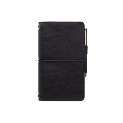 Leatherette Folio With Pen - Black