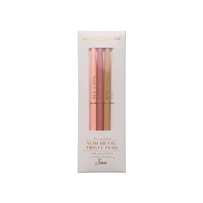 Twisty Slim Metal Pens - Cream (Set Of 4)