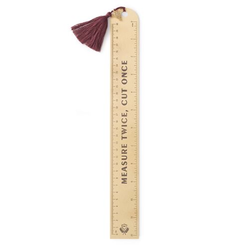 Metal Ruler (12"/30 cm) - Burgundy - Measure Twice Cut Once