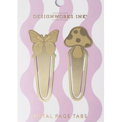 Metal Page Tabs - Mushrooms + Butterfly