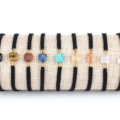 Square mineral stone bracelets