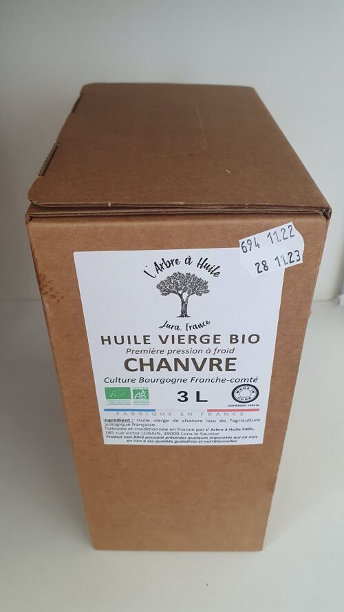 HUILE DE CHANVRE AB BAG IN BOX 3L