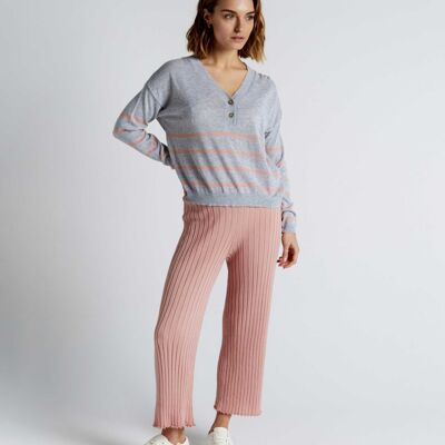 Nude color ribbed ankle pants TCN - ARTI715V23