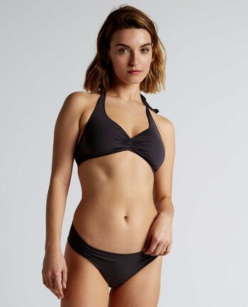 Bikini froncé noué au cou et culotte à volants coloris gris foncé TCN - COMP019V23 1