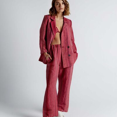 Suit pants in fuchsia striped fabric TCN - LINE715V23