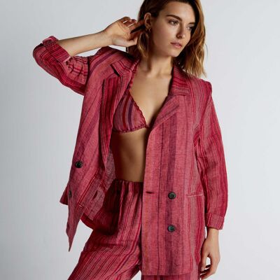 Blazer de tejido de rayas color fucsia TCN -  LINE806V23