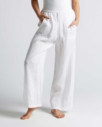 Pantalon long en lin blanc TCN - LINO715V23 2