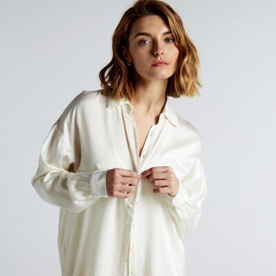 TCN ecru silk long-sleeved shirt - SEDA460V23