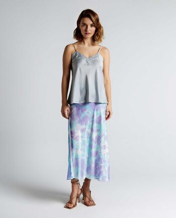 Jupe midi en soie tie-dye lavande TCN - TYED550V23 1