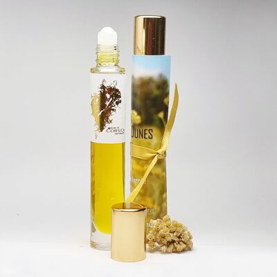 Ambre des Dunes Immortelle, the Corsican Immortelle flower serum without essential oil. Roll-on 10 ml.