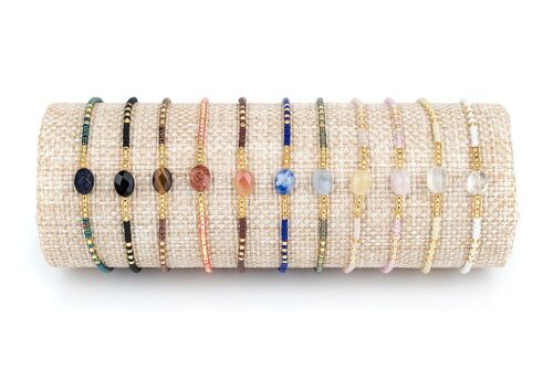 Bracelets pierre minerale ovale et perles japonaises