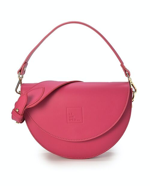 Saddle bag de piel color fucsia Leandra