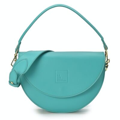 Turquoise leather saddle bag Leandra